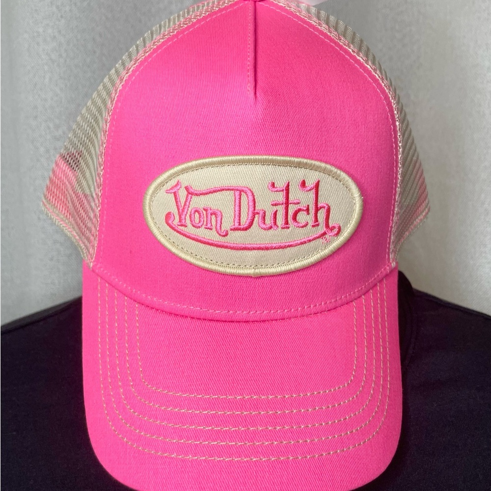 NWT Von Dutch Classic Pink & Beige Barbiecore Trucker Snapback Hat